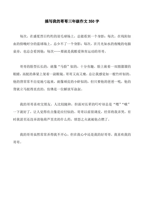 描写我的哥哥三年级作文350字