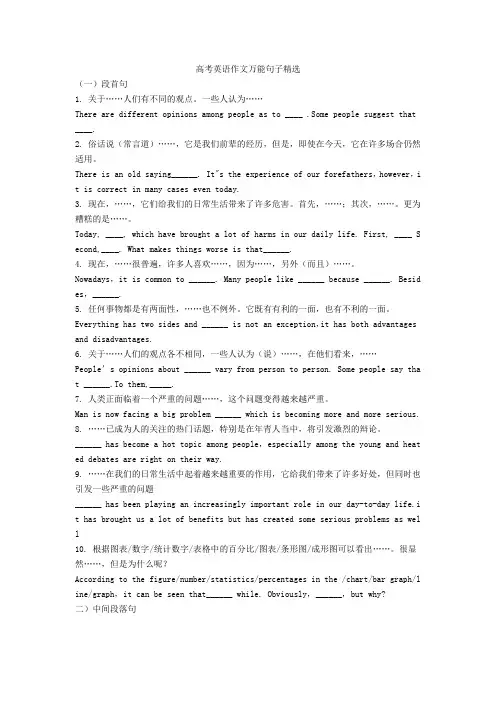 英语作文万能句子精选(1)
