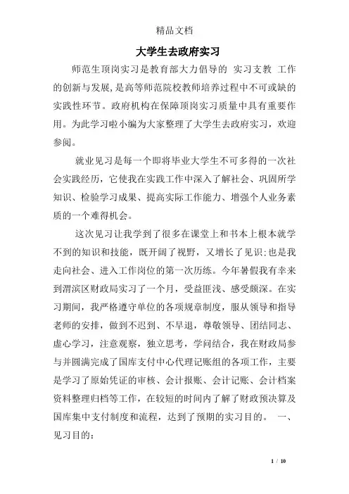 大学生去政府实习