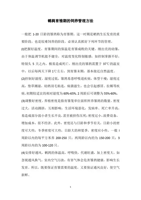 鹌鹑育雏期的饲养管理方法