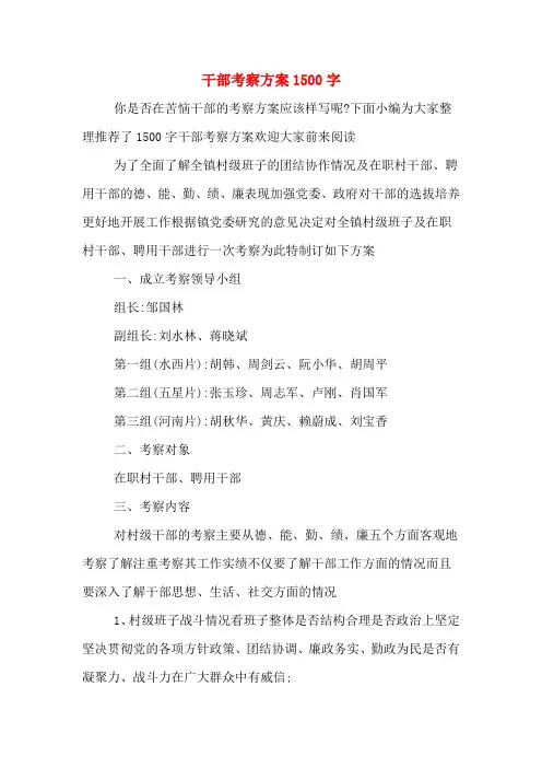 干部考察方案1500字