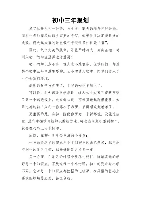 初中三年规划 2