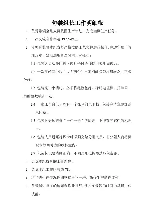 包装组长工作明细帐