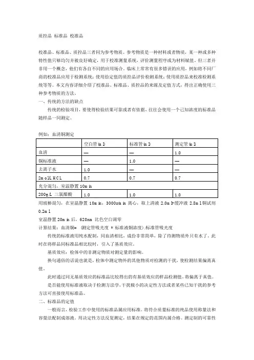 质控品校准品标准品