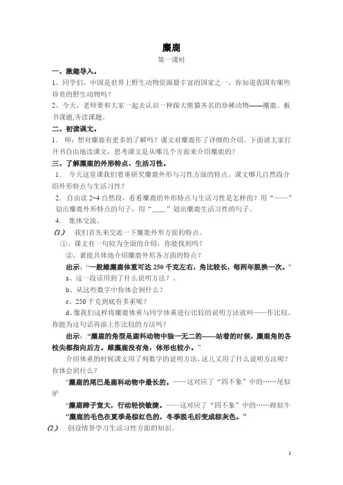 麋鹿教案
