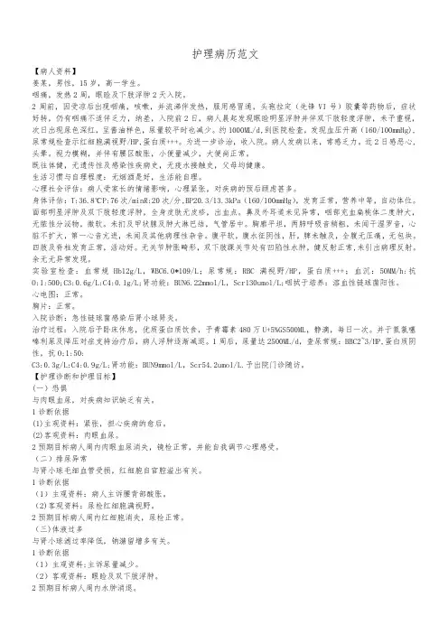护理病历范文 3