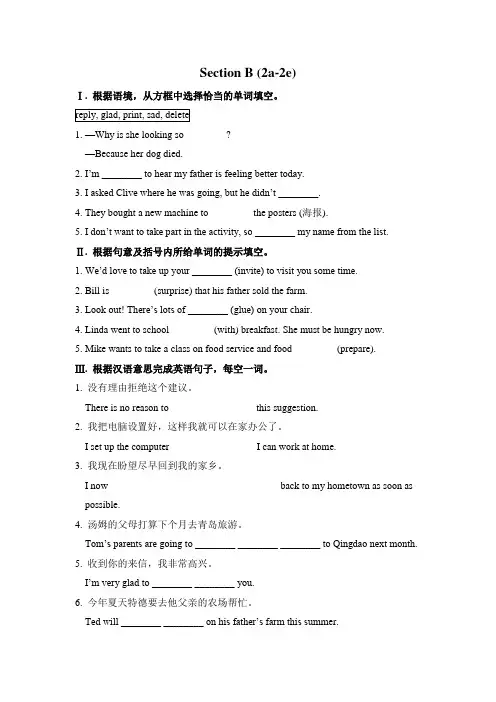 人教版英语八年级上册Unit 9Section B 2a-2e课堂同步练习试题