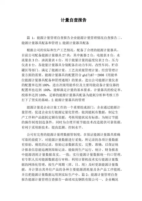 计量自查报告