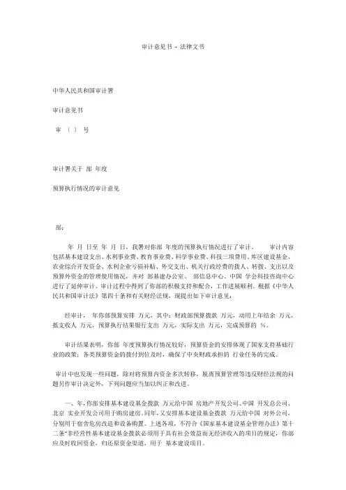 审计意见书 - 法律文书 