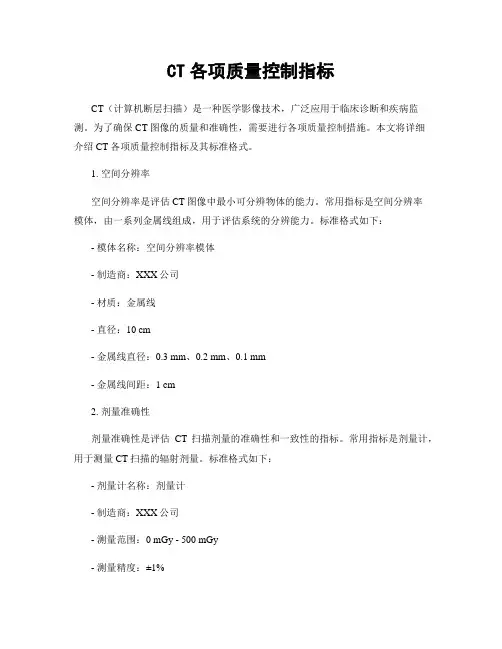 CT各项质量控制指标 2