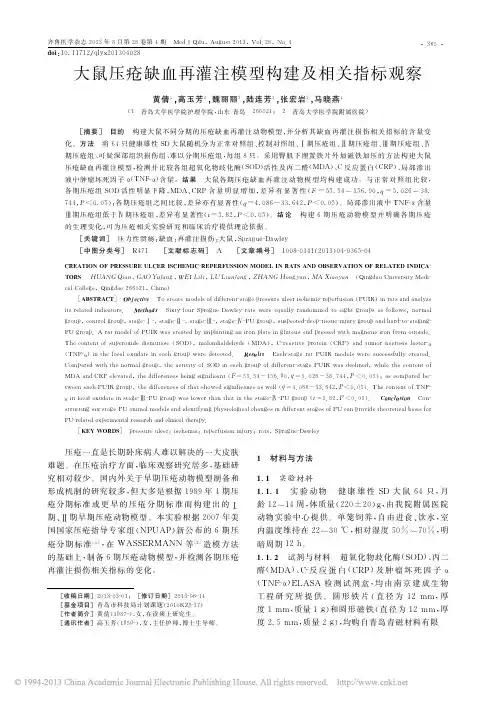 大鼠压疮缺血再灌注模型构建及相关指标观察_黄倩
