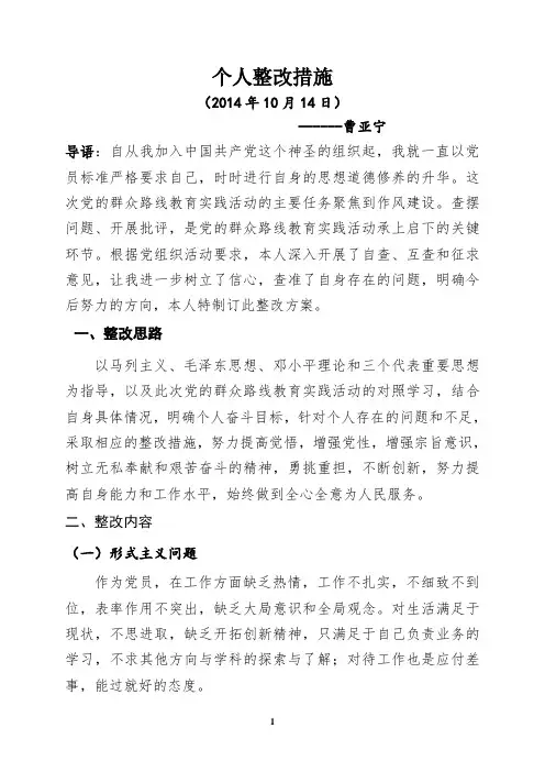 党员个人整改措施