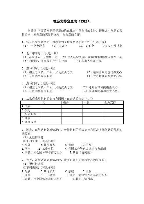 社会支持量表 2