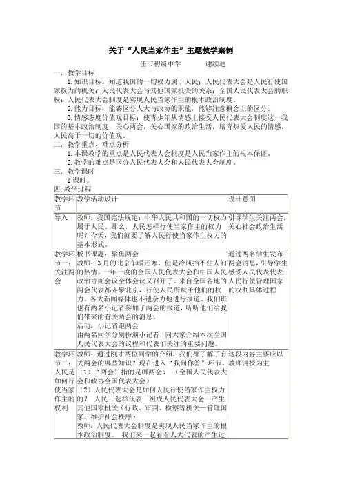“人民当家作主”主题教学案例