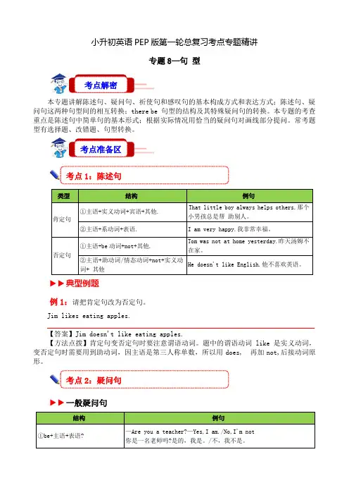 句型(讲义)人教PEP版英语六年级下册