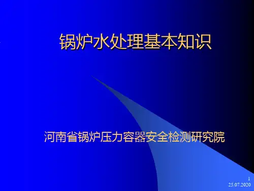 锅炉检验员水处理基本知识河南锅炉压力容器安全检测研究院信阳PPT课件