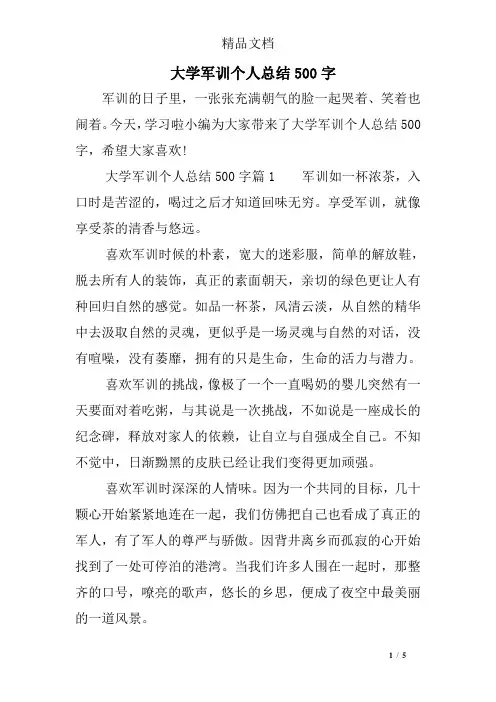 大学军训个人总结500字