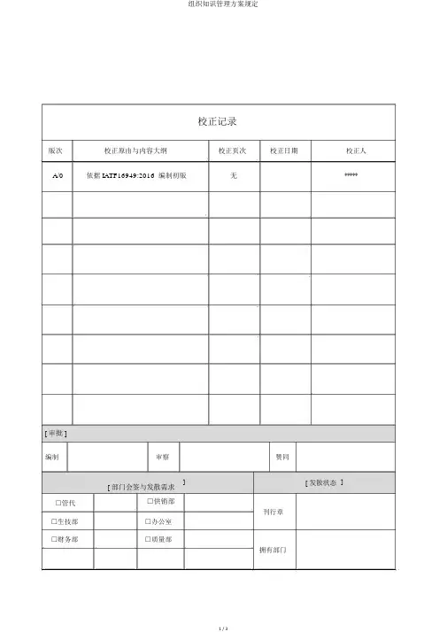 组织知识管理方案规定