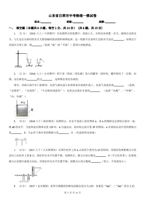 山东省日照市中考物理一模试卷
