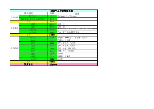 2015年工会经费预算表