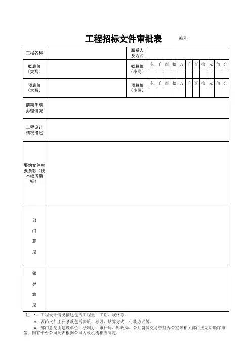 工程招标文件审批表