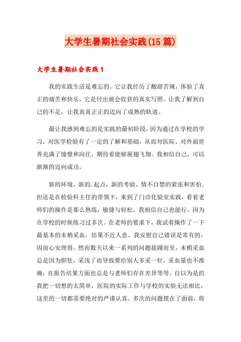 大学生暑期社会实践(15篇)