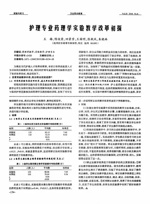 护理专业药理学实验教学改革初探