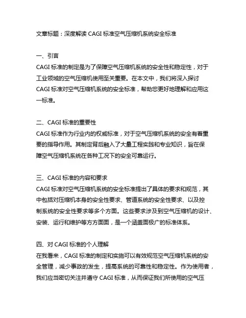 cagi标准空气压缩机系统安全标准