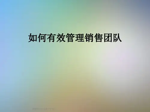 如何有效管理销售团队