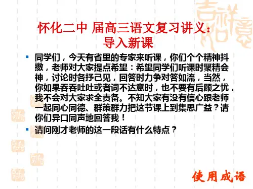 高考语文讲义复习 正确使用成语(一) PPT课件