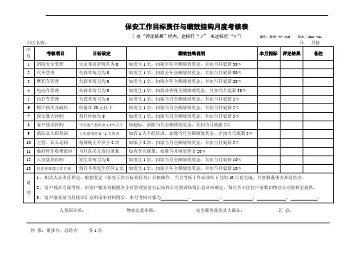 保安工作目标责任与绩效考核表[优质文档]
