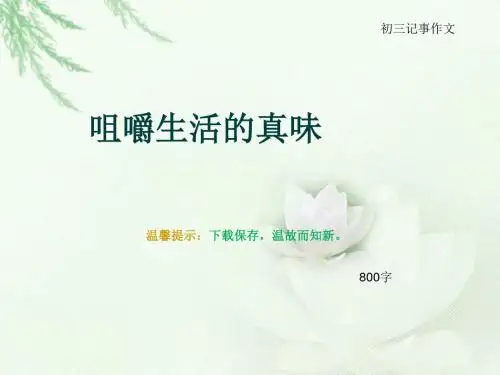 初三记事作文《咀嚼生活的真味》800字(总11页PPT)