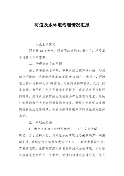 河道及水环境治理情况汇报