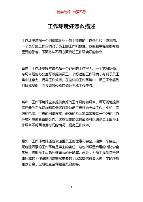 工作环境好怎么描述