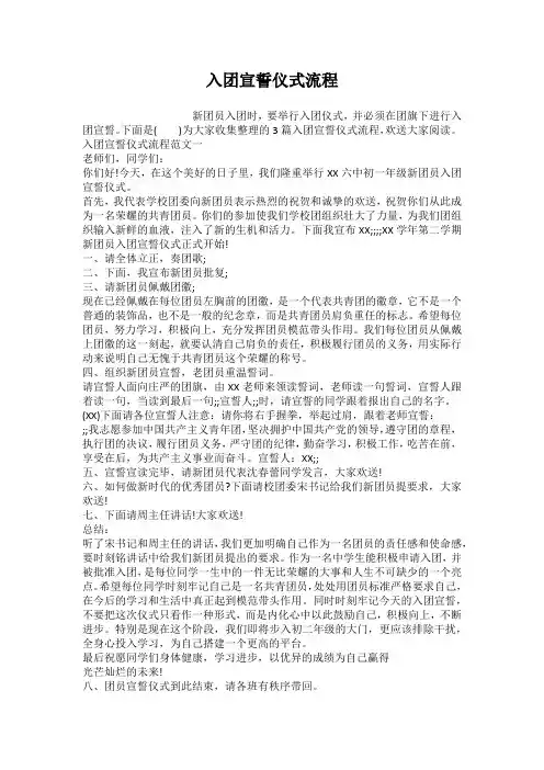 入团宣誓仪式流程