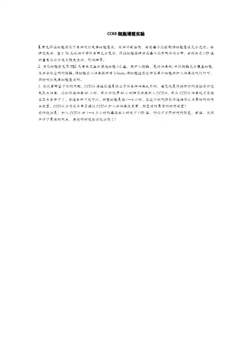 CCK8细胞增殖实验