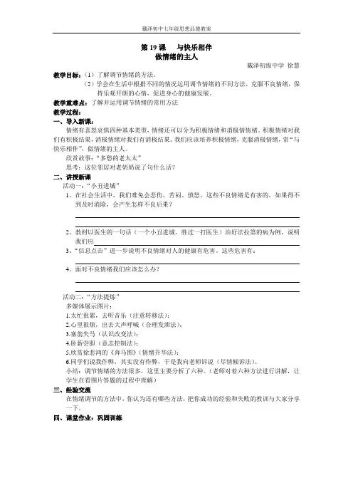 初中政治教案