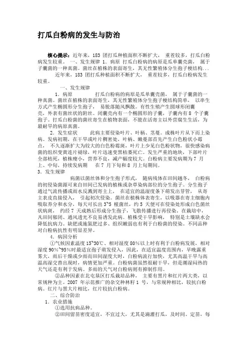 打瓜白粉病的发生与防治.