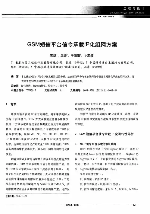 GSM短信平台信令承载IP化组网方案
