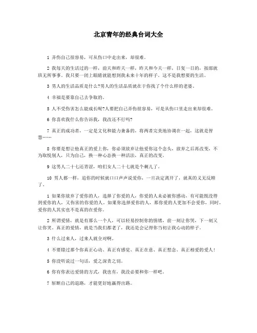 北京青年的经典台词大全