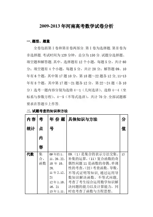 三年高考数学试卷分析