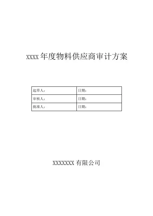 年度物料供应商审计方案讲解