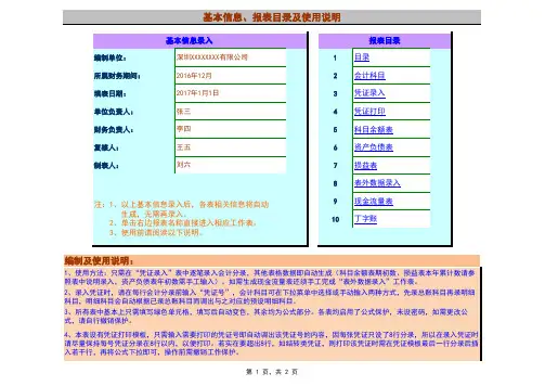 Excel全套账财务账自动模板(1)