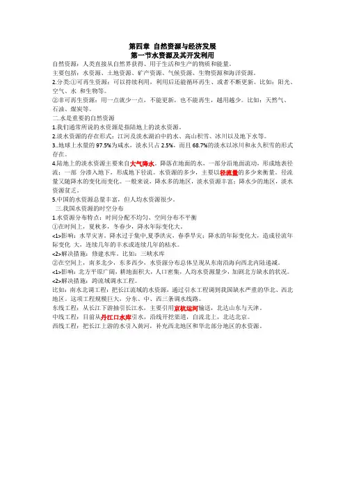 知识点 第一节水资源及其开发利用
