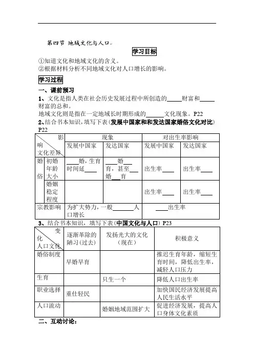 高中地理-高一地理地域文化与人口1 最新
