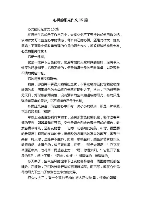 心灵的阳光作文15篇