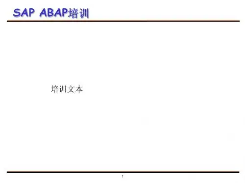 ABAP培训讲义