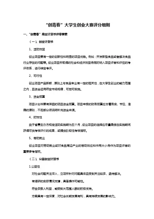 “创青春”大学生创业大赛评分细则