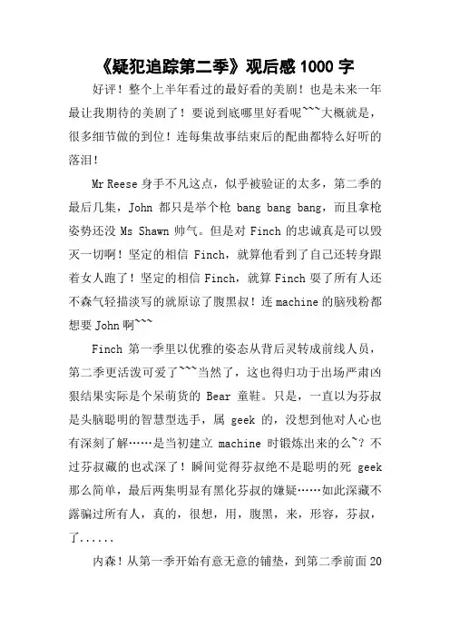 《疑犯追踪第二季》观后感1000字