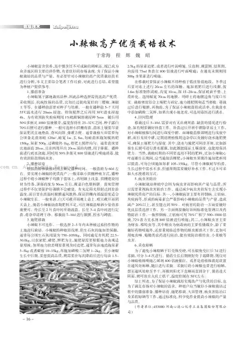 小辣椒高产优质栽培技术